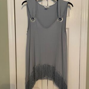 VENUS Gray Fringe Tank Top